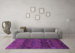 Machine Washable Persian Purple Traditional Area Rugs in a Living Room, wshtr2498pur