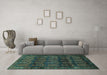 Machine Washable Persian Turquoise Traditional Area Rugs in a Living Room,, wshtr2498turq