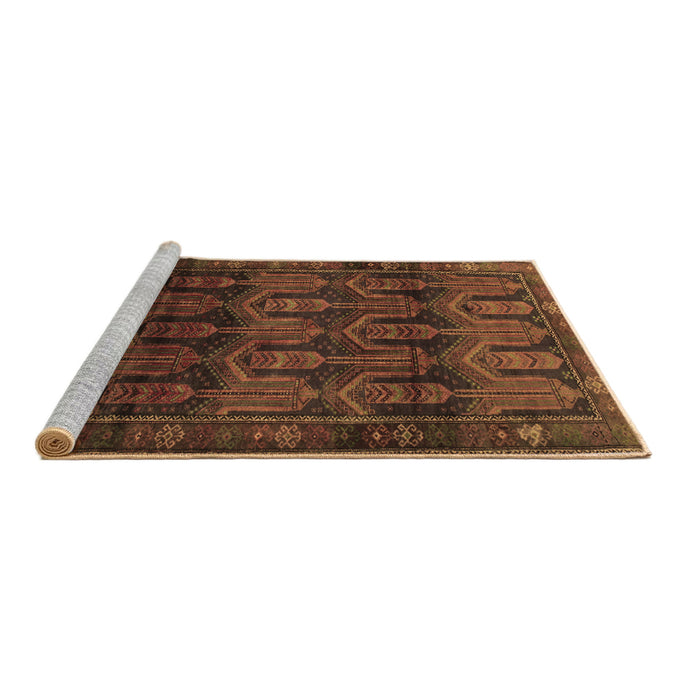 Sideview of Machine Washable Persian Brown Traditional Rug, wshtr2498brn