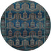 Round Persian Light Blue Traditional Rug, tr2498lblu