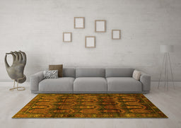 Machine Washable Persian Yellow Traditional Rug in a Living Room, wshtr2498yw