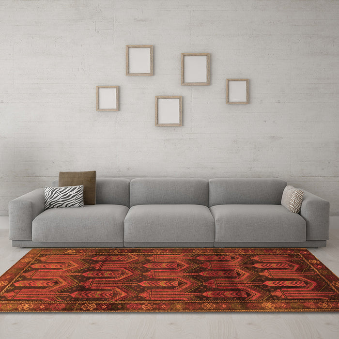 Machine Washable Persian Orange Traditional Area Rugs in a Living Room, wshtr2498org