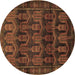 Round Machine Washable Persian Brown Traditional Rug, wshtr2498brn