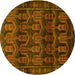 Round Machine Washable Persian Yellow Traditional Rug, wshtr2498yw