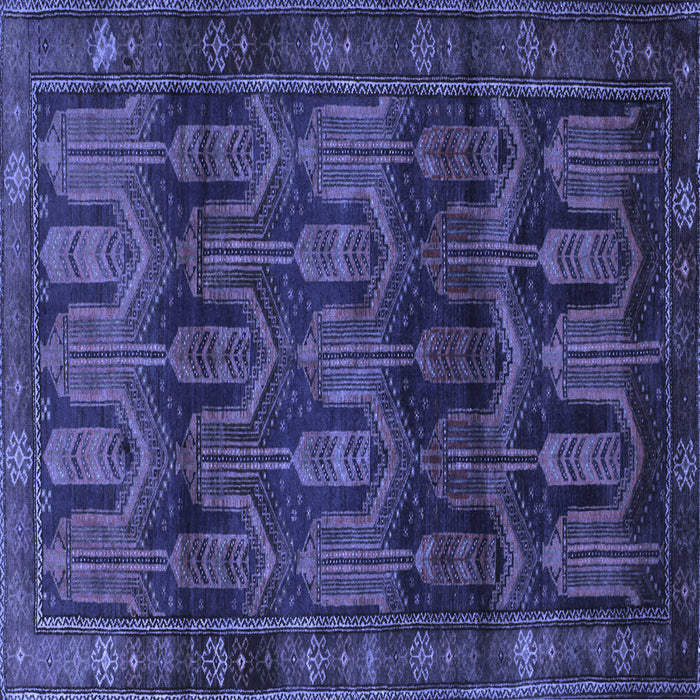 Square Machine Washable Persian Blue Traditional Rug, wshtr2498blu
