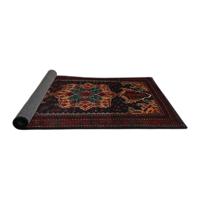 Sideview of Traditional Dark Brown Persian Rug, tr2499