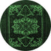 Round Persian Emerald Green Traditional Rug, tr2499emgrn