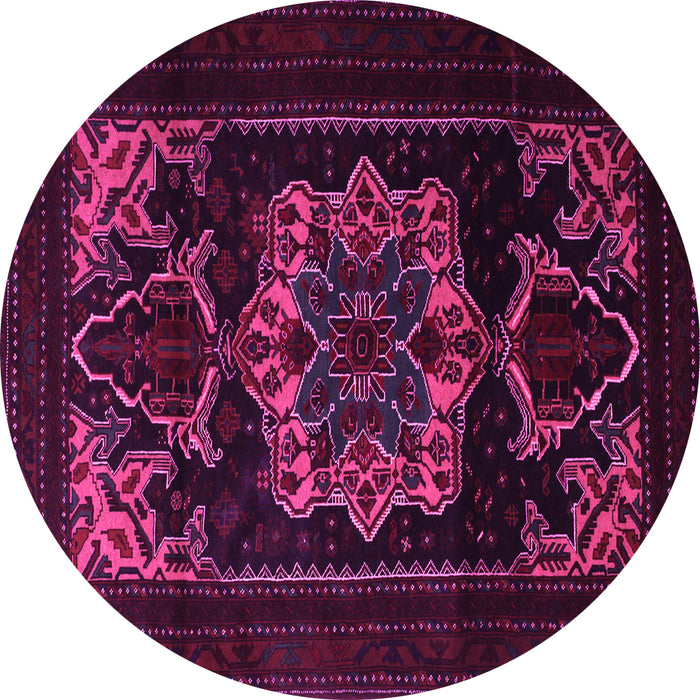 Round Machine Washable Persian Pink Traditional Rug, wshtr2499pnk