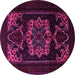 Round Machine Washable Persian Pink Traditional Rug, wshtr2499pnk