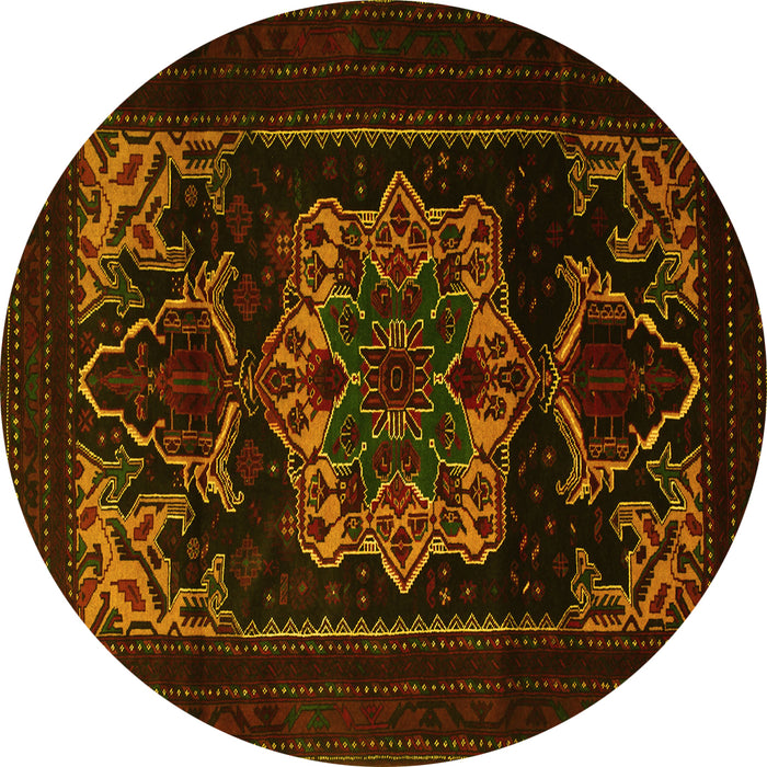 Round Persian Yellow Traditional Rug, tr2499yw