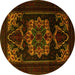 Round Machine Washable Persian Yellow Traditional Rug, wshtr2499yw