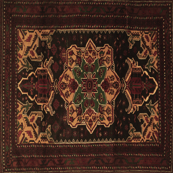 Square Persian Brown Traditional Rug, tr2499brn