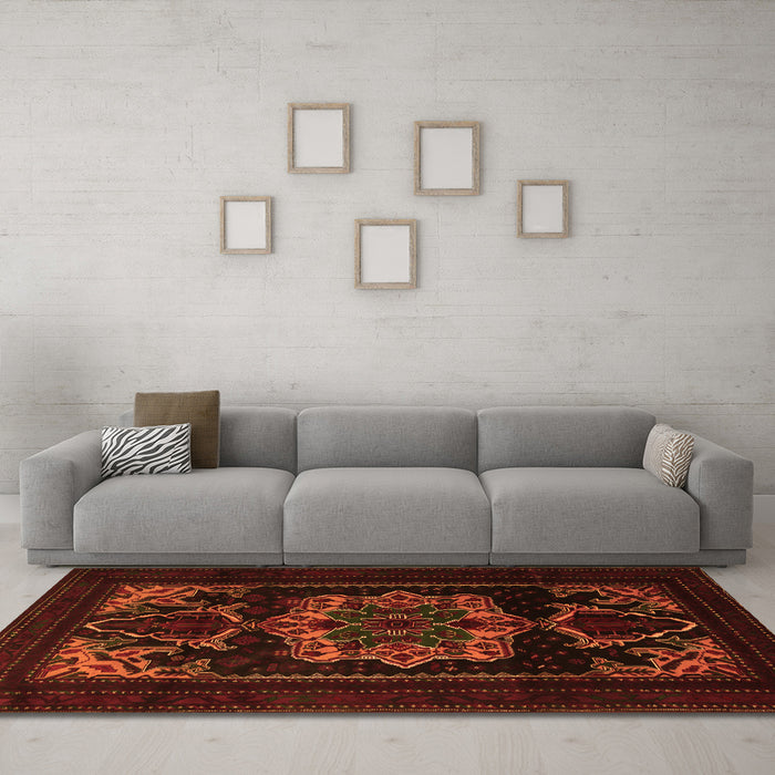 Machine Washable Persian Orange Traditional Area Rugs in a Living Room, wshtr2499org