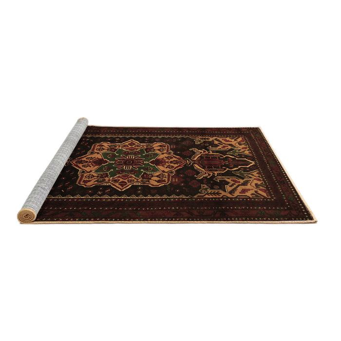 Sideview of Machine Washable Persian Brown Traditional Rug, wshtr2499brn