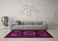 Machine Washable Persian Pink Traditional Rug, wshtr2499pnk