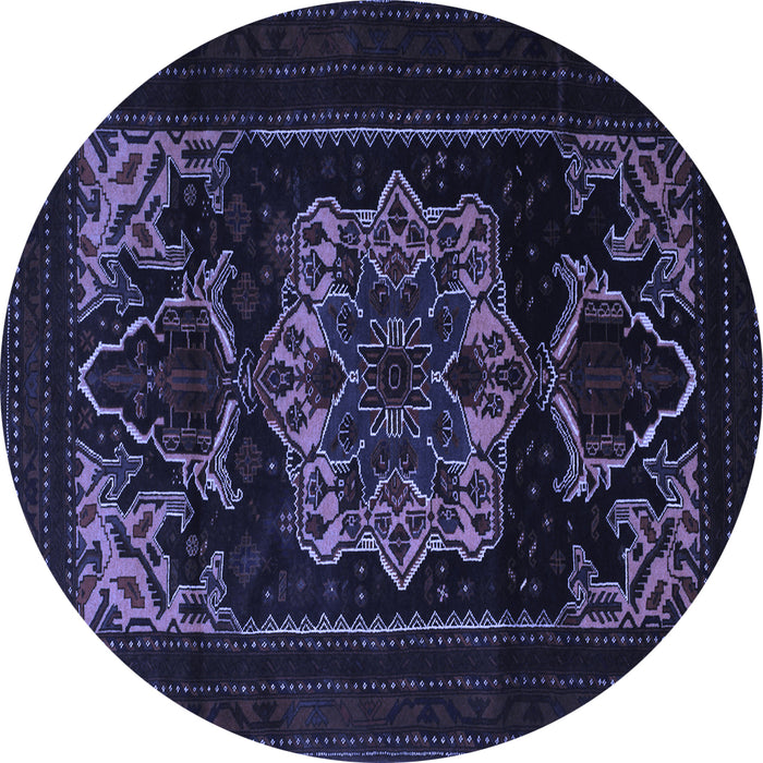 Round Machine Washable Persian Blue Traditional Rug, wshtr2499blu