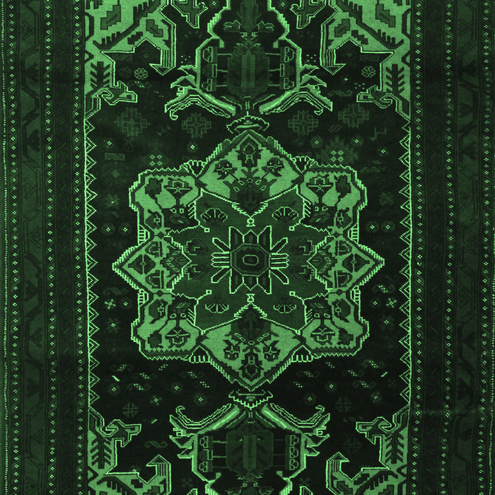 Machine Washable Persian Emerald Green Traditional Area Rugs, wshtr2499emgrn