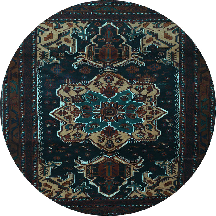 Round Machine Washable Persian Light Blue Traditional Rug, wshtr2499lblu