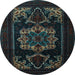 Round Machine Washable Persian Light Blue Traditional Rug, wshtr2499lblu