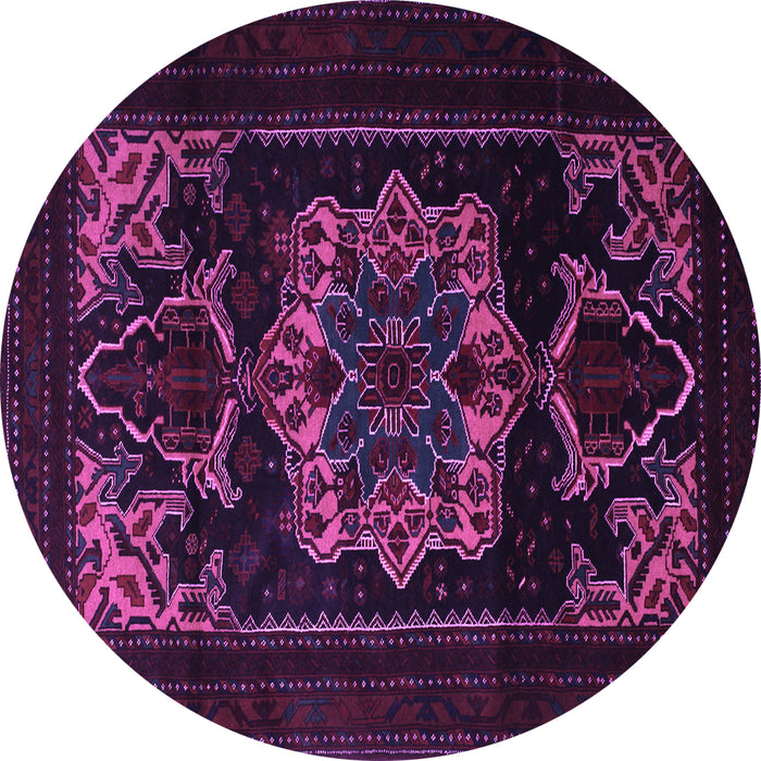 Round Machine Washable Persian Purple Traditional Area Rugs, wshtr2499pur