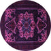 Round Machine Washable Persian Purple Traditional Area Rugs, wshtr2499pur