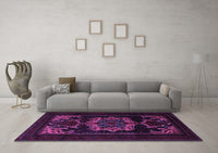 Machine Washable Persian Purple Traditional Rug, wshtr2499pur