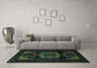 Machine Washable Persian Turquoise Traditional Area Rugs in a Living Room,, wshtr2499turq