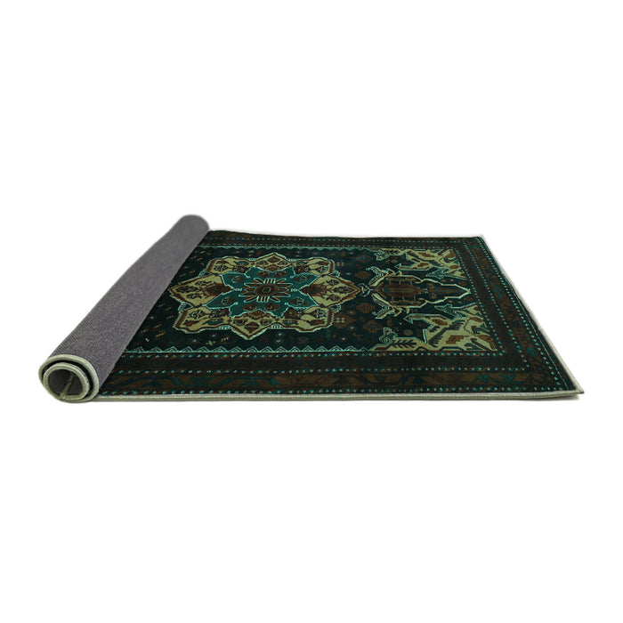 Sideview of Persian Turquoise Traditional Rug, tr2499turq