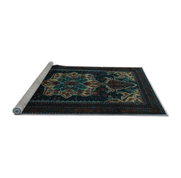 Sideview of Machine Washable Persian Light Blue Traditional Rug, wshtr2499lblu