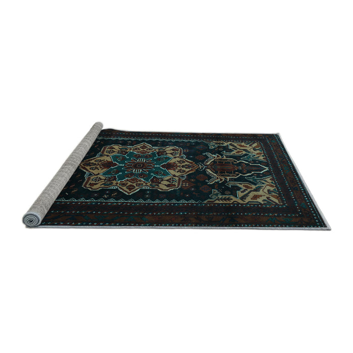Sideview of Machine Washable Persian Light Blue Traditional Rug, wshtr2499lblu