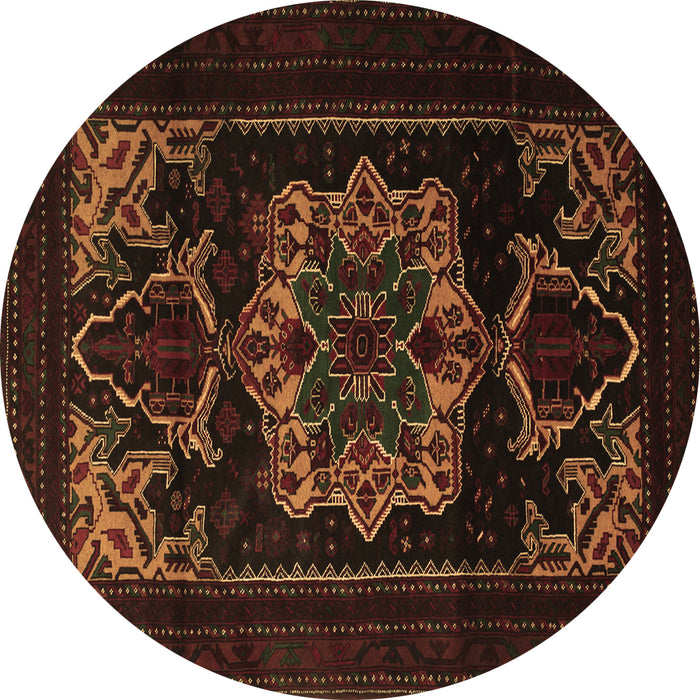 Round Persian Brown Traditional Rug, tr2499brn