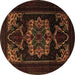 Round Persian Brown Traditional Rug, tr2499brn