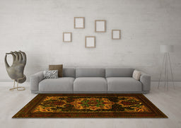 Machine Washable Persian Yellow Traditional Rug in a Living Room, wshtr2499yw