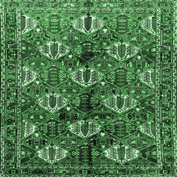 Square Persian Emerald Green Traditional Rug, tr249emgrn