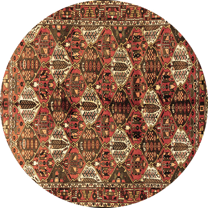 Round Persian Brown Traditional Rug, tr249brn