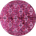 Round Machine Washable Persian Pink Traditional Rug, wshtr249pnk