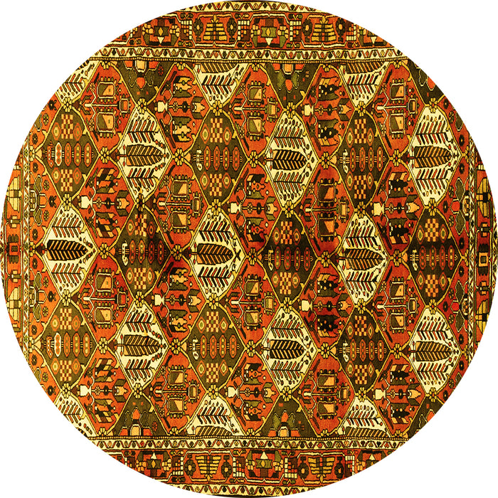 Round Persian Yellow Traditional Rug, tr249yw