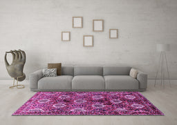 Machine Washable Persian Purple Traditional Area Rugs in a Living Room, wshtr249pur