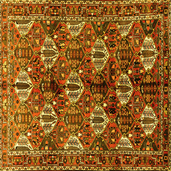 Square Machine Washable Persian Yellow Traditional Rug, wshtr249yw