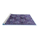 Sideview of Machine Washable Persian Blue Traditional Rug, wshtr249blu