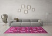 Machine Washable Persian Pink Traditional Rug in a Living Room, wshtr249pnk