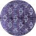 Round Machine Washable Persian Blue Traditional Rug, wshtr249blu