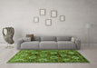 Machine Washable Persian Green Traditional Area Rugs in a Living Room,, wshtr249grn