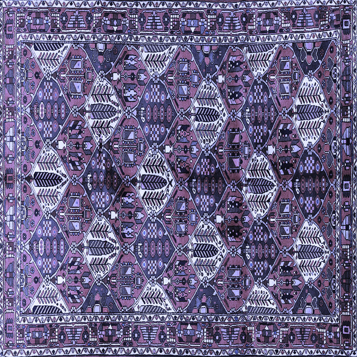 Square Machine Washable Persian Blue Traditional Rug, wshtr249blu
