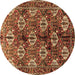 Round Machine Washable Persian Brown Traditional Rug, wshtr249brn