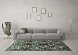 Machine Washable Persian Light Blue Traditional Rug in a Living Room, wshtr249lblu