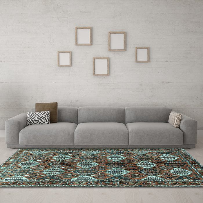 Machine Washable Persian Light Blue Traditional Rug in a Living Room, wshtr249lblu