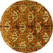 Round Machine Washable Persian Yellow Traditional Rug, wshtr249yw