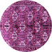 Round Machine Washable Persian Purple Traditional Area Rugs, wshtr249pur