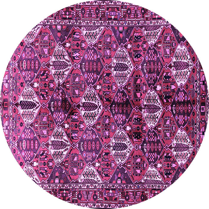 Round Persian Purple Traditional Rug, tr249pur